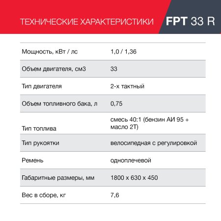 FUBAG Бензиновый триммер FPT 33R + Триммерная леска сечение витой квадрат L 130 м * 2.4 мм в ПОДАРОК в Оренбурге фото