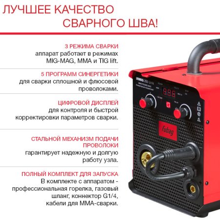 FUBAG Сварочный полуавтомат IRMIG 200 SYN с горелкой 250 А 3 м в комплекте в Оренбурге фото