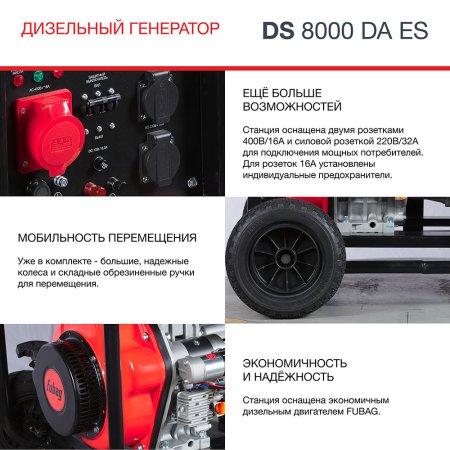 FUBAG Дизельный генератор (трехфазный) с электростартером и коннектором автоматики DS 8000 DA ES в Оренбурге фото