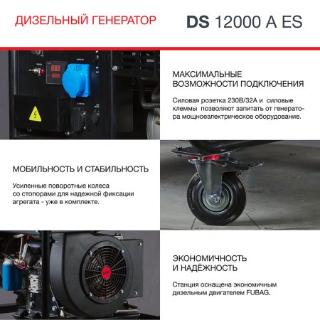 FUBAG Дизельный генератор с электростартером и коннектором автоматики DS 12000 A ES в Оренбурге фото